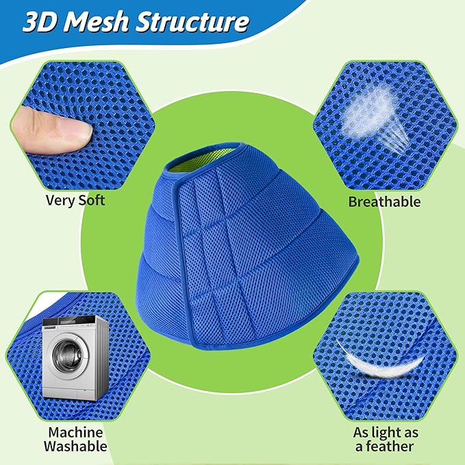 Soothing Recovery Cone for Dogs & Cats, Soft Anti-Lick Collar for Post-Surgery Protection, Comfortable Elizabethan Cone Alternative for Spay Neuter Recovery, Adjustable Design (M)