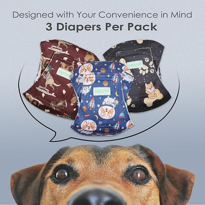 wegreeco Washable Male Dog Belly Band (Stylish Pattern)- Pack of 3 - Washable Male Dog Belly Wrap, Dog Diapers Male (Funny Dogs, Medium)