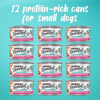 Purina Beneful Small Breed Wet Dog Food in Gravy, IncrediBites With Real Salmon - (Pack of 12) 3 oz. Cans