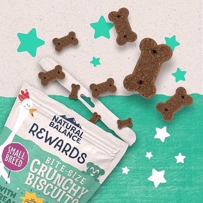 Natural Balance Limited Ingredient Rewards Crunchy Biscuits, Bite-Size Treats for Small-Breed Dogs, Made with Real Chicken, 8 Ounce (Pack of 2)