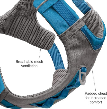 Kurgo Journey Air Dog Harness - Secure Fit for Active Dogs - Padded Chest - Lightweight Ripstop Fabric - Breathable Mesh - Reflective Trim - Back Assist Handle - Red - Medium