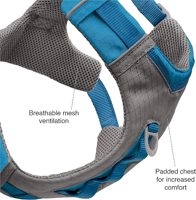 Kurgo Journey Air Dog Harness - Secure Fit for Active Dogs - Padded Chest - Lightweight Ripstop Fabric - Breathable Mesh - Reflective Trim - Back Assist Handle - Orange - X-Large