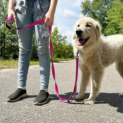 Joytale Dog Leash Heavy Duty for Large Dogs that Pull, Double Handle for Traffic Control, Double-Sided Reflective Leashes for Large Medium Dogs Night Safety, 4FT, Hot Pink
