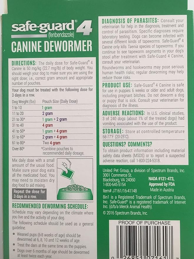 8 in 1 Safe-Guard 4 Dewormer for Small Dogs
