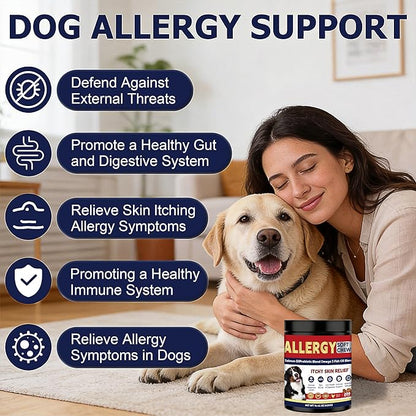 Dog Allergy Chews for Itchy Skin Relief – Dog Allergy Itching Skin Relief & Immune Support Anti Itch Probiotics for Yeast, Itchy Skin and Itchy Ears – Gut & Immune Support, 200 Chews