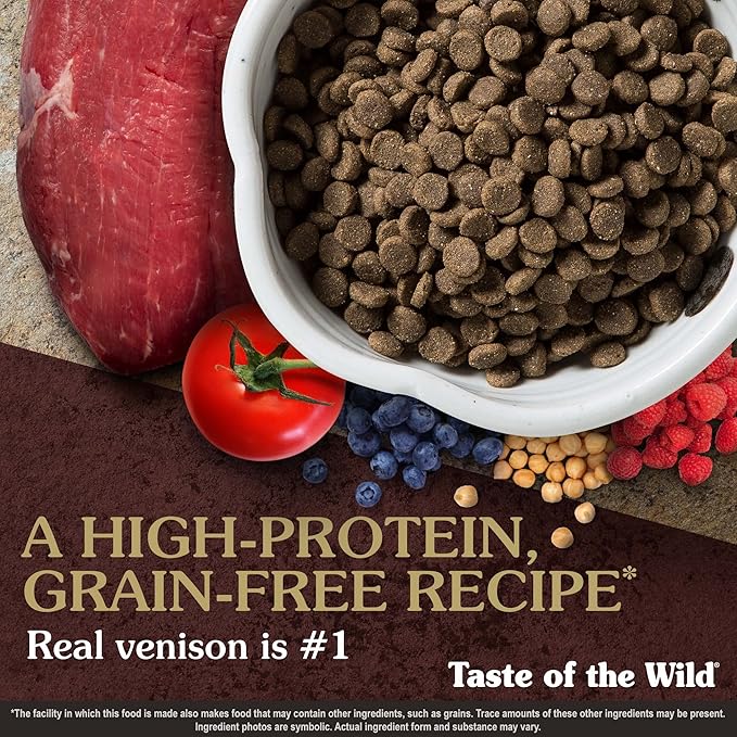 Taste of the Wild Pine Forest Grain-Free Recipe with Roasted Venison Dry Dog Food for All Life Stages, Made with High Protein from Real Venison, Superfoods and Guaranteed Nutrients Like Probiotics 5lb