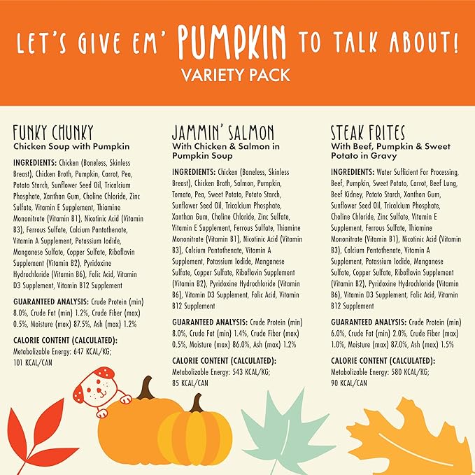 Weruva Classic Dog Food, Let's Give Em' Pumpkin to Talk About Variety Pack, 5.5oz Can (Pack of 12)