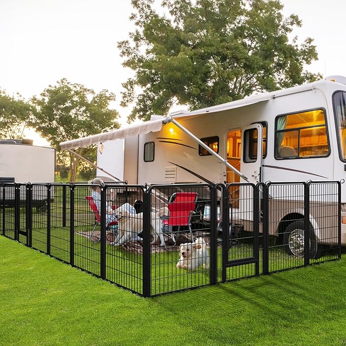 Yaheetech Dog Playpen, 40 Inch 8 Panels Heavy Duty Metal Pet Fence for Indoor Puppy Exercise Pen for RV Camping/Yard/Garden, Black