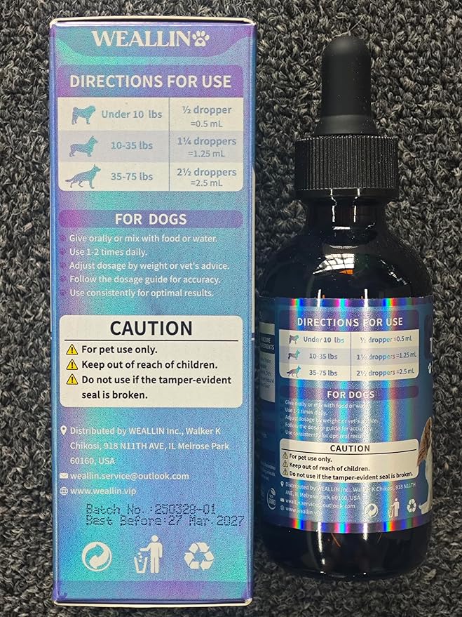 WEALLIN Flea and Tick Prevention Support for Cats and Dogs + Dog Cough Treatment Support for Dogs Pets Oral Natural Supplement Pet Care Support Drops for All Breeds and Ages