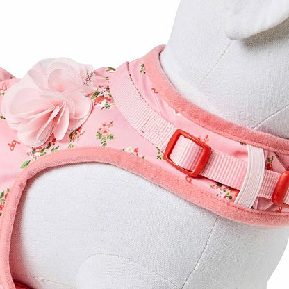 Blueberry Pet Soft & Comfy Floral No Pull Mesh Dog Harness, X-Small, Rose Baby Pink, Dress Harness for Dogs Girl, Small Dog Vest Harness, Fashionable for Puppy Owners