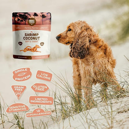 Smart Cookie All Natural Dog Treats - Shrimp & Coconut - Training Treats for Dogs with Allergies, Sensitive Stomachs - Soft Dog Treats, Chewy, Grain Free, Human-Grade, Made in USA - 5oz, Pack of 3