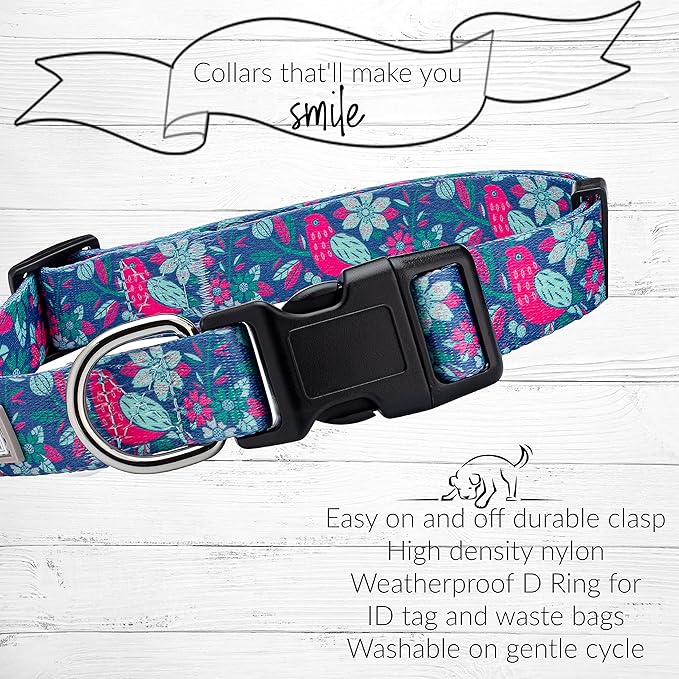 Lucky Love Dog - Adjustable Dog Collar with Easy Click Buckle for Medium Dogs, Durable, & Comfortable for Male & Female Dogs, Pet Collar for Puppies & Adult Ones - Carriebelle, Medium