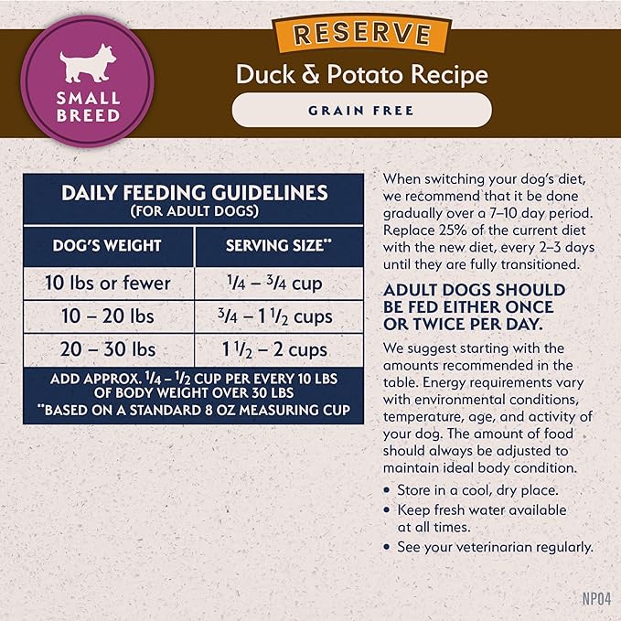 Natural Balance Limited Ingredient Small-Breed Adult Grain-Free Dry Dog Food, Reserve Duck & Potato Recipe, 4 Pound (Pack of 1)