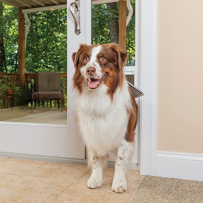 PetSafe Sliding Glass Pet Door - No-Cut DIY Install Doggy Door for Renters - Aluminum Frame - Adjustable Height 91 7/16" to 96" - Ideal for Large Dogs Up to 100 lb - White