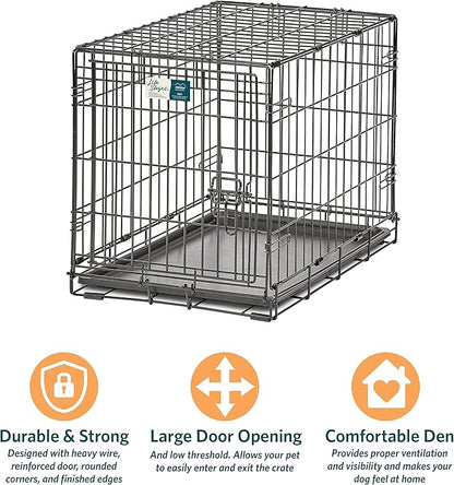 MidWest Homes for Pets 24-Inch LifeStages Crate for Small Breeds, 12-20 lbs, Single Door Folding Dog Crate with Divider Panel, Leak-Proof Tray & Secure Latch, Heavy-Duty & Easy to Assemble