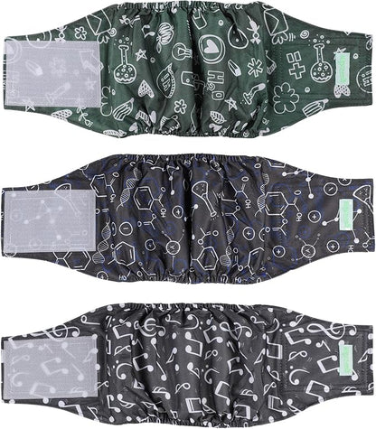 wegreeco Washable Male Dog Belly Band (Stylish Pattern)- Pack of 3 - Washable Male Dog Belly Wrap, Dog Diapers Male (Cool Design, Small)