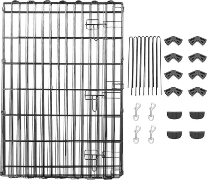 Amazon Basics Foldable Metal Exercise Dog Playpen, Indoor/Outdoor, Single Door, 8 Panels, 36 Inches, Medium, Black