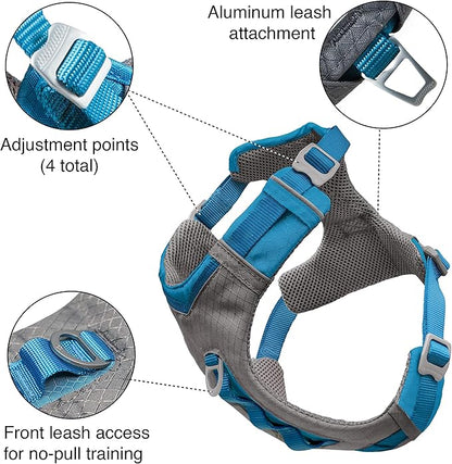 Kurgo Journey Air Dog Harness - Secure Fit for Active Dogs - Padded Chest - Lightweight Ripstop Fabric - Breathable Mesh - Reflective Trim - Back Assist Handle - Orange - X-Large