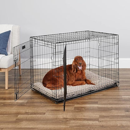 MidWest Homes for Pets 42-Inch iCrate for Large Breeds, 71-90 lbs, Double Door Folding Dog Crate with Divider Panel, Leak-Proof Tray & Secure Latches, Portable, Durable & Easy to Assemble