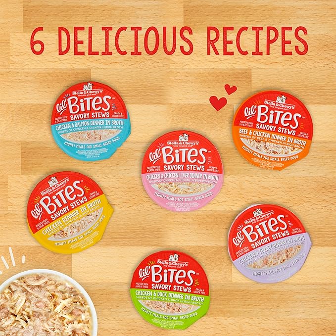 Stella & Chewy's Lil Bites Savory Stews for Small Breeds Chicken Dinner in Broth, 2.7 oz. Cups (Pack of 12)