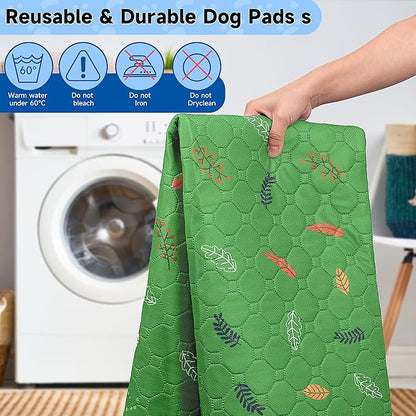 Sunheir 2-Pack Extra Large Reusable Dog Mat for Floor, Dog Playpen, Non-Slip Waterproof Super Absorbent Washable Pee Pads for Dogs, Pet Whelping Pads, Potty Training - Green, 36" x 72"