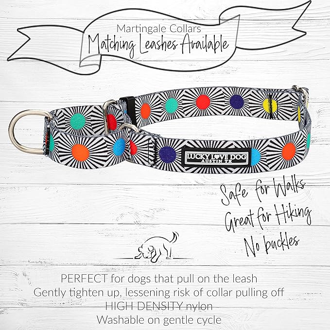Lucky Love Dog, Adjustable Fun Style Martingale Collar for Dogs, Comfy & Bright Color, Premium No Slip Dog Collar - (Small, SOCO Mart)