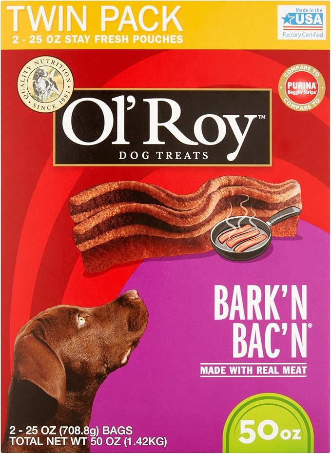 Ol' Roy Bark'n Bac'n Dog Treats, (Bark'n Bac'n, 50-Ounce)
