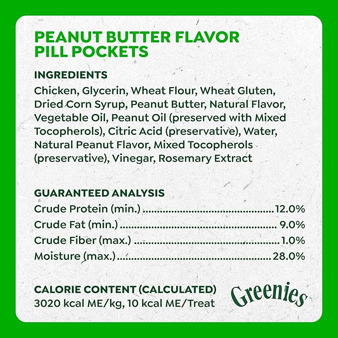 Greenies Pill Pockets for Dogs Small Size, Tablet Pill Treats for Dogs, Peanut Butter Flavor, 3.2 oz. Pouch