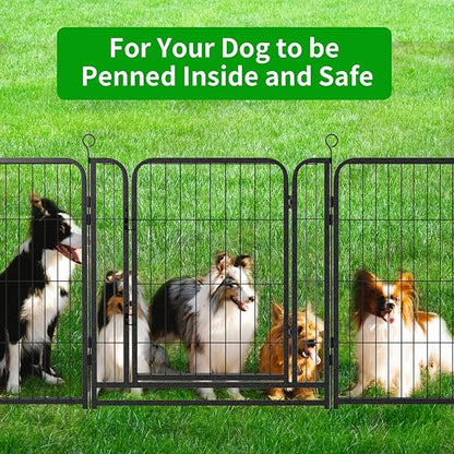 Kfvigoho Dog Playpen Outdoor Extra Wide 12 Piece Panels Heavy Duty Dog Fence 32" Height Anti-Rust with Doors Portable for RV Camping Yard, Total 32FT, 79 Sq.ft, Snowy Black
