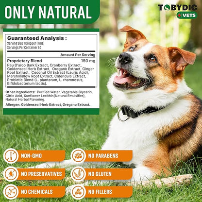 Natural Cats & Dog Yeast Infection Relief - Itchy Skin & Ear Treatment - Reduces Irritation & Relieves Itching and Allergy - Herbal Medicine Drops Supplement - Made in USA