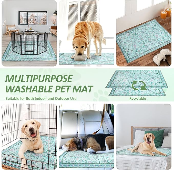 Washable Pee Pads for Dogs, 2 Pack Super Absorbent Reusable Puppy Pads with Colorful Flowers Patterns for Potty Training, Floor, Couch, Bed, and Crate,24"x 36"
