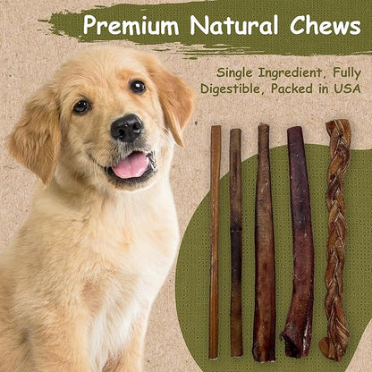 Top Dog Chews 6" Bully Sticks - 25 Pack, 1.3 LB Bag, All Natural, Roasted, Sourced from Free Range Beef, High Protein, Low Fat Dog Chews for Healthy Teeth, Gums & Chewing Satisfaction.