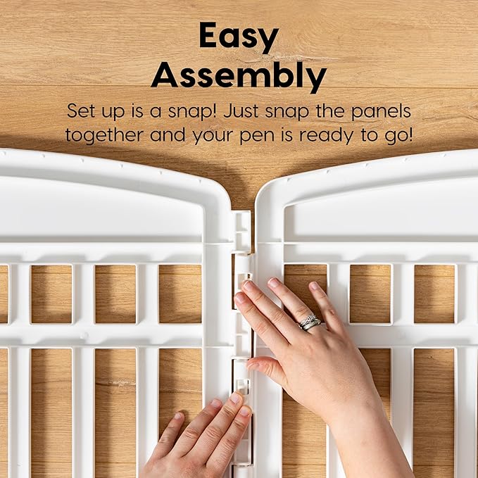 IRIS USA Dog Playpen 24" 4-Panel Puppy Playpen, 35 x 35 x 24, Puppy Fence, Dog Playpen, Dog Play Pen Indoors, Pet Fence, Puppies/Small Dogs, White
