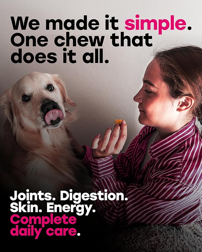 24-in-1 Daily Multivitamin Dog Chews – Joint, Skin & Coat, Digestion & Immunity Support – Glucosamine, Omega-3, Probiotics for Gut Health – PhD-Endorsed, 140 Chews, Bacon Flavor