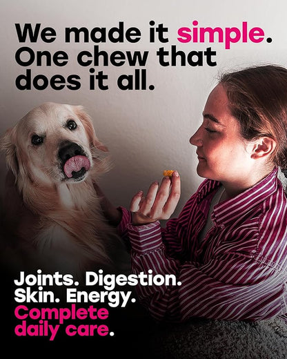 24-in-1 Daily Multivitamin Dog Chews – Joint, Skin & Coat, Digestion & Immunity Support – Glucosamine, Omega-3, Probiotics for Gut Health – PhD-Endorsed, 140 Chews, Bacon Flavor