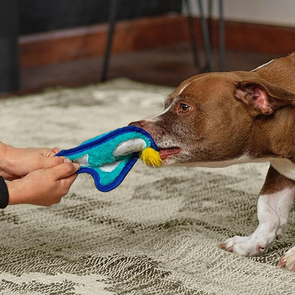 Outward Hound Durablez Minis – Squeaky Plush Dog Toy, No Stuffing for Less Mess, Interactive & Tough, Jumbo Squeaker, Puppies & Small Dogs, Penguin, 6.3"