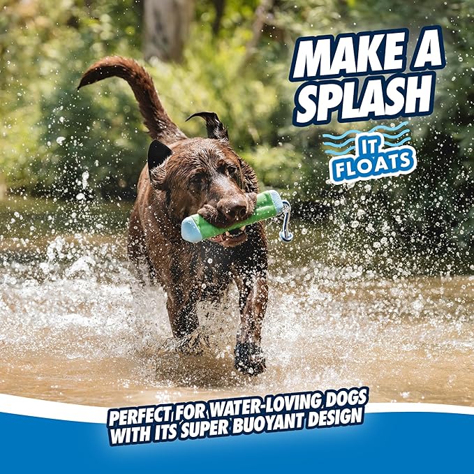 Chuckit! Amphibious Bumper Fetch Stick Toy for Dogs - Floats in Water - Interactive Dog Toys to Keep Them Busy - Tough Rubber, Nylon, and Foam - Non-Slip Rope Handle - Size Medium - Assorted Colors