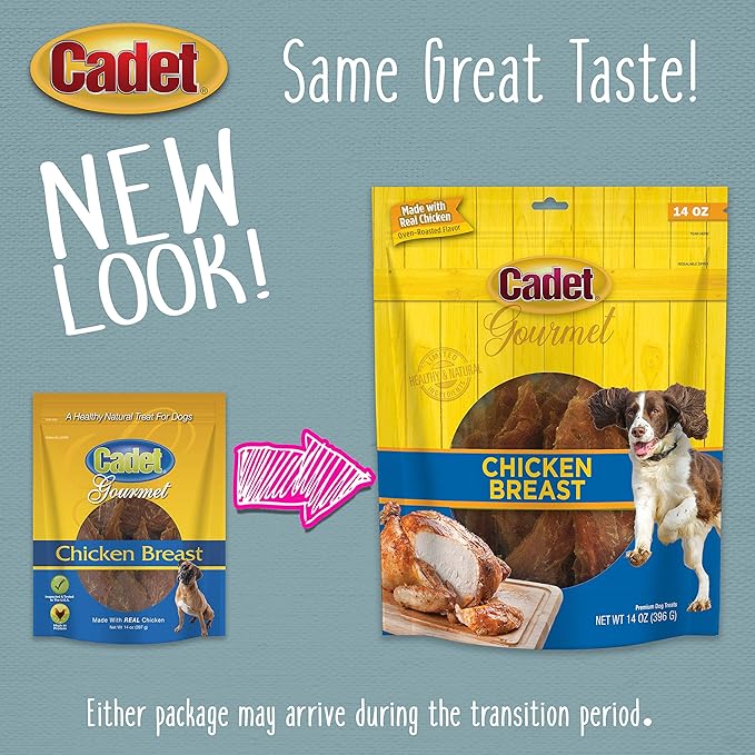 Cadet Gourmet Chicken Breast Dog Treats - Healthy & Natural Chicken Dog Training Treats for Small & Large Dogs - Inspected & Tested in USA (14 oz.)