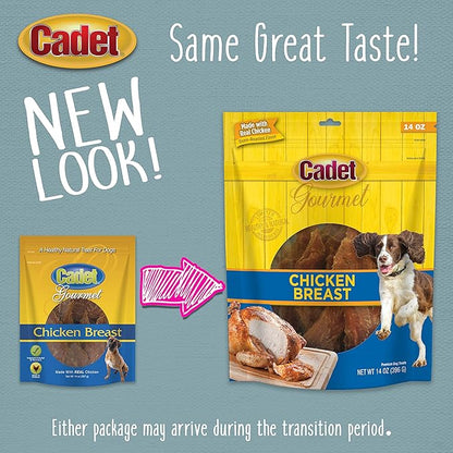 Cadet Gourmet Chicken Breast Dog Treats - Healthy & Natural Chicken Dog Training Treats for Small & Large Dogs - Inspected & Tested in USA (14 oz.)