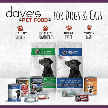 Dave's Pet Food Grain Free Wet Dog Food (95% Turkey & Turkey Liver), Made in USA Single-Source Protein, Limited Ingredients, 12.5 oz Cans (12 Pack)