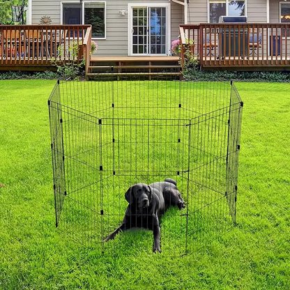 IRIS USA 42" 8-Panel Metal Pet Dog Puppy Playpen, Indoor/Outdoor Dog Fence, 58 x 58 x 42, Foldable, Customizable, Black