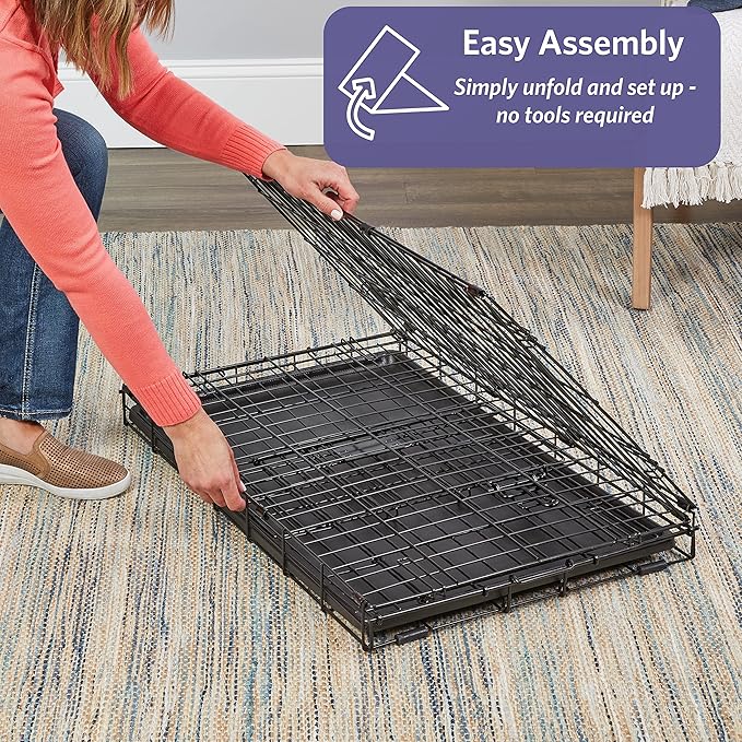 MidWest Homes for Pets 42-Inch iCrate for Large Breeds, 71-90 lbs, Single Door Folding Dog Crate with Divider Panel, Leak-Proof Tray & Secure Latch, Portable, Durable & Easy to Assemble
