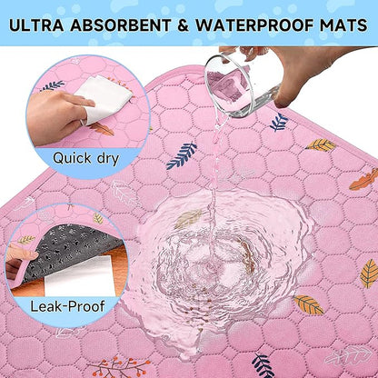 Sunheir 2-Pack Extra Large Reusable Dog Mat for Floor, Dog Playpen, Non-Slip Waterproof Dog Pee Pad, Super Absorbent Washable Pee Pads for Dogs, Pet Whelping Pads, Potty Training - Pink, 36" x 41"