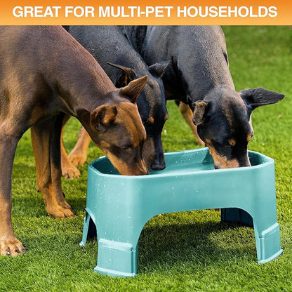 Neater Pet Brands Extra Large Water Bowl for Dogs, Elevated Outdoor Dog Water Bowl (2.25 Gallon XL Capacity), Big Trough Style Food Dish for Indoors or Outside, No Spill Large Dog Bowls, Aquamarine