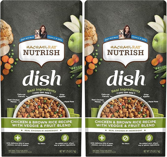 Nutrish Dish Premium Natural Dry Dog Food, Chicken & Brown Rice Recipe with Veggies & Fruit (Rachael Ray), 3.75 Pound Bag (Pack of 2)