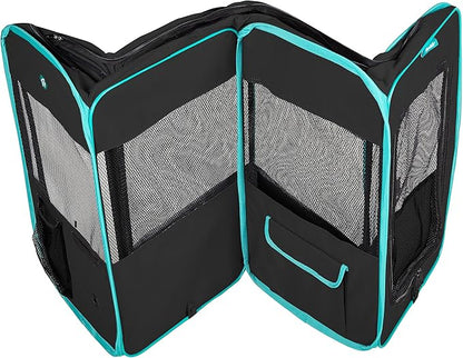 Deluxe Premium Pet Dog Playpen Portable Soft Dog Exercise Pen Kennel with Carry Bag for Dogs, Cats, Kittens, and All Pets (Large, Black)