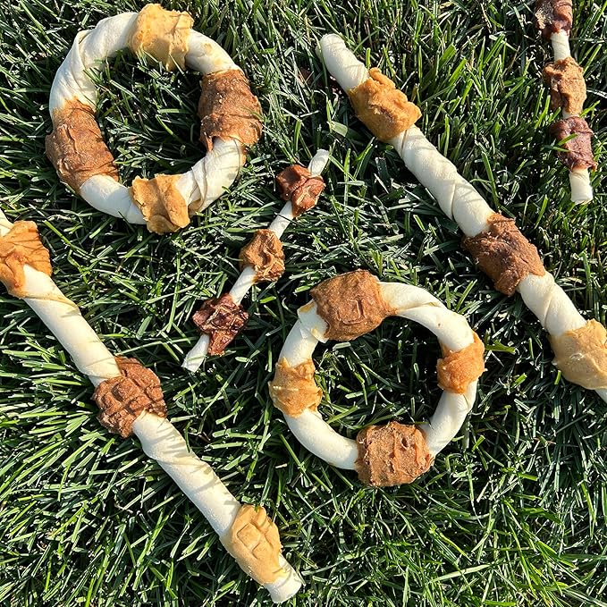 Cadet Gourmet Shish Kabob Dog Chews for Large Dogs, Rawhide Treats with Chicken and Sweet Potato, Healthy & Natural Beef Hide, 10-Inch Sticks, 8 Count