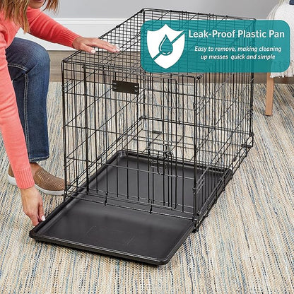 MidWest Homes for Pets 36-Inch iCrate for Medium-Large Breeds, 41-70 lbs, Double Door Folding Dog Crate with Divider Panel, Leak-Proof Tray & Secure Latches, Portable, Durable & Easy to Assemble