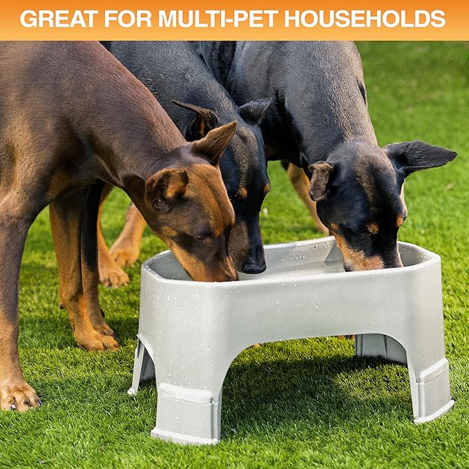 Neater Pet Brands Extra Large Water Bowl for Dogs, Elevated Outdoor Dog Water Bowl (2.25 Gallon XL Capacity), Big Trough Style Food Dish for Indoors or Outside, No Spill Large Dog Bowls, Vanilla Bean
