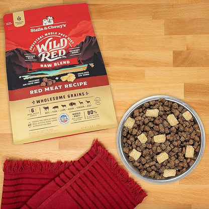 Stella & Chewy's Wild Red Dry Dog Food Raw Blend High Protein Wholesome Grains Red Meat Recipe, 3.5 lb. Bag